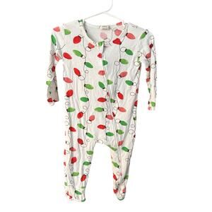 Larkspur bamboo baby romper, Christmas Lights, 12-18mo